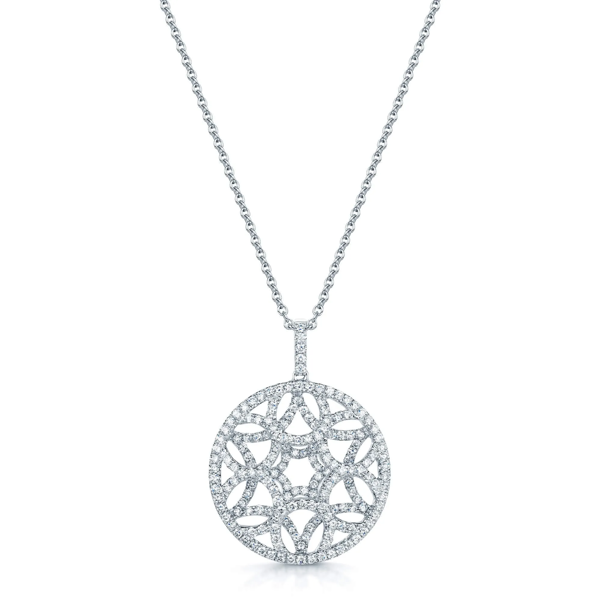 18ct White Gold Open Circular Diamond Pendant