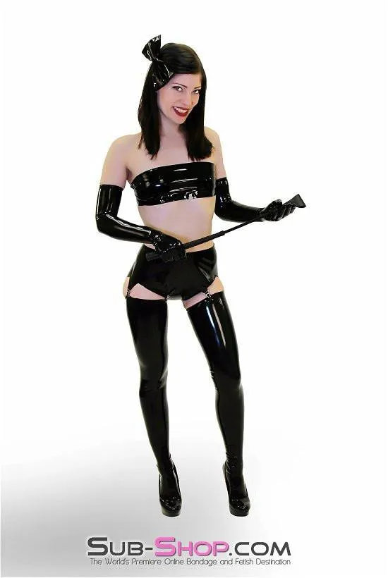 2976D    Black Latex Fitted Stockings