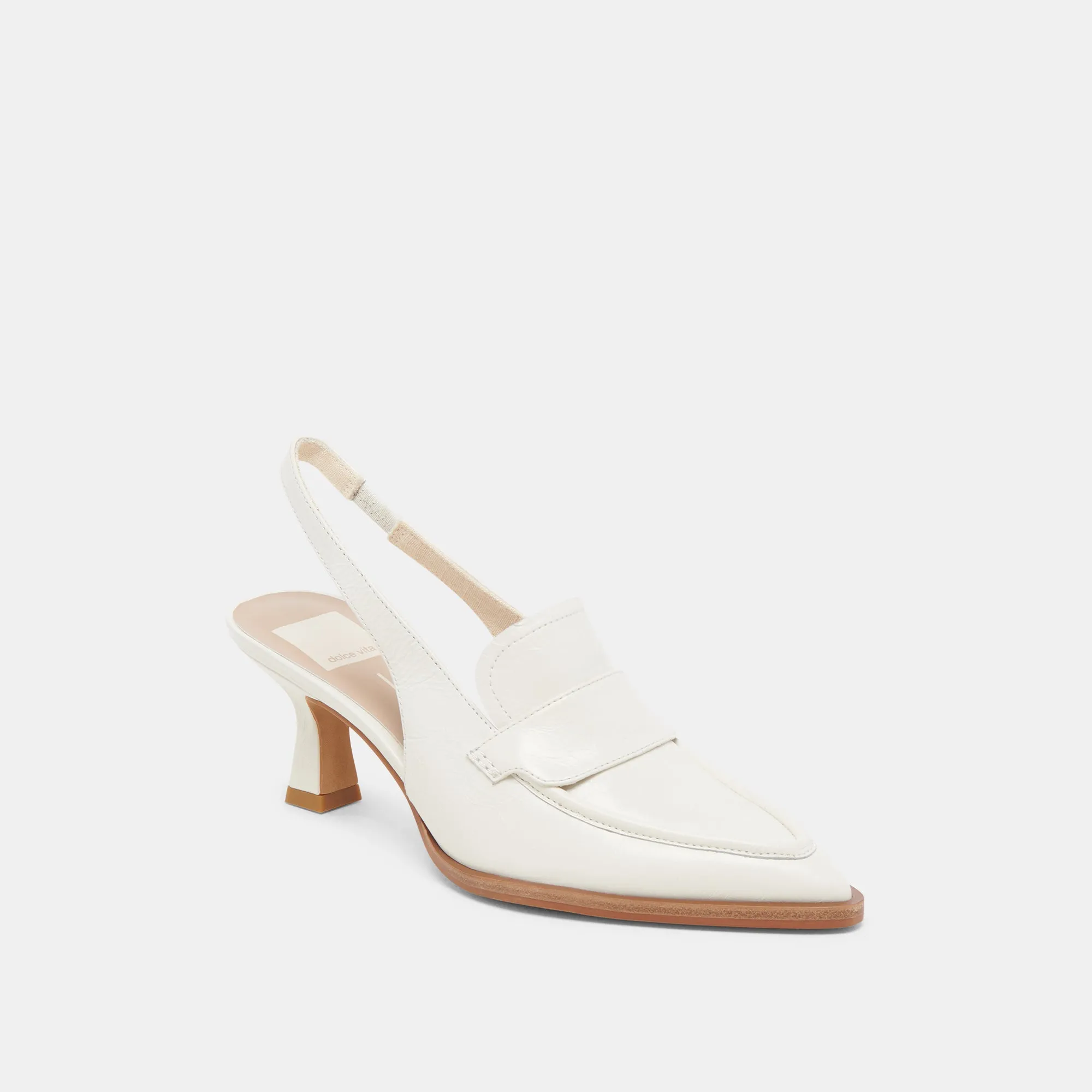 ADELE HEELS WHITE CRINKLE PATENT LEATHER