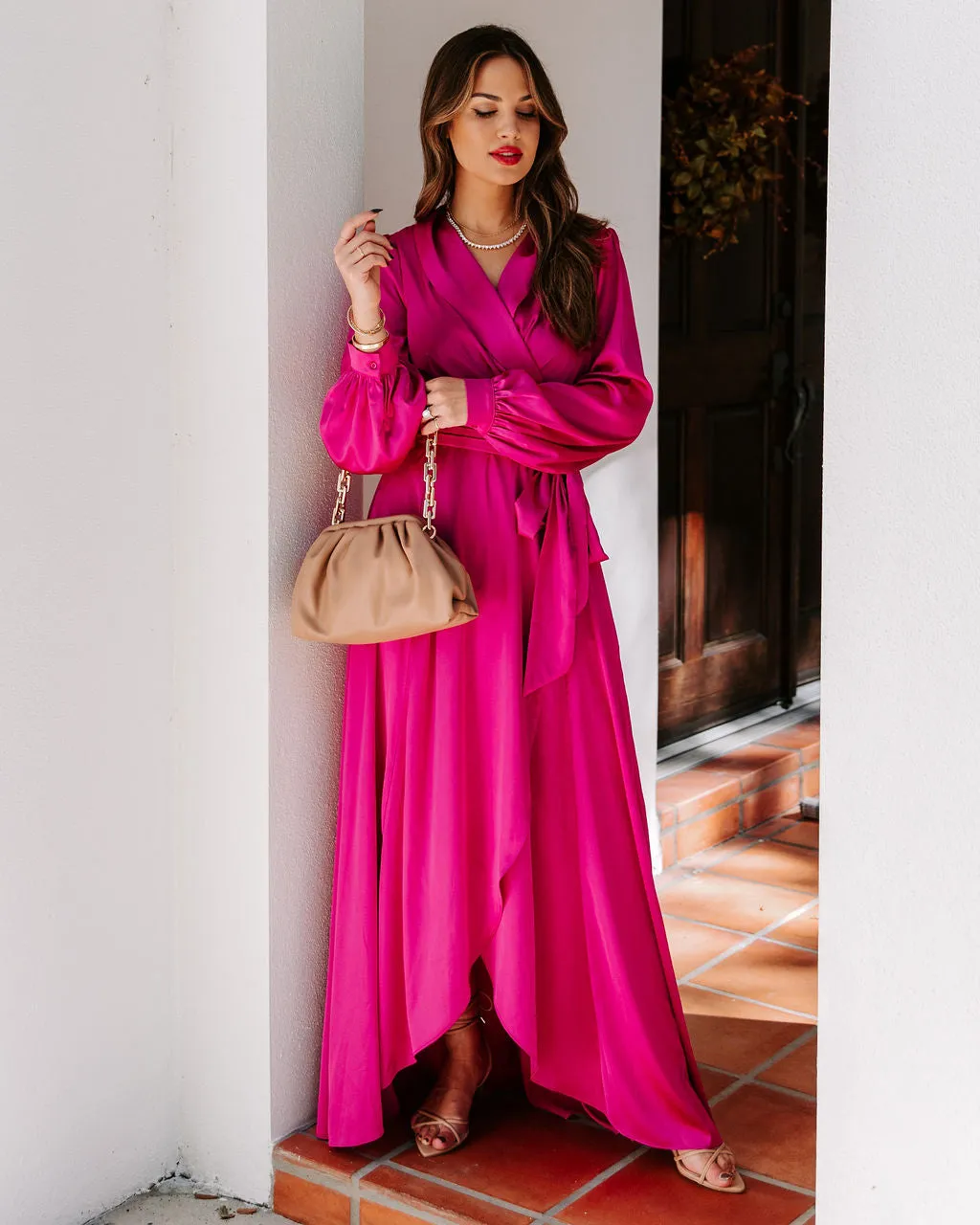 Always Memorable Satin Maxi Dress - Magenta - FINAL SALE