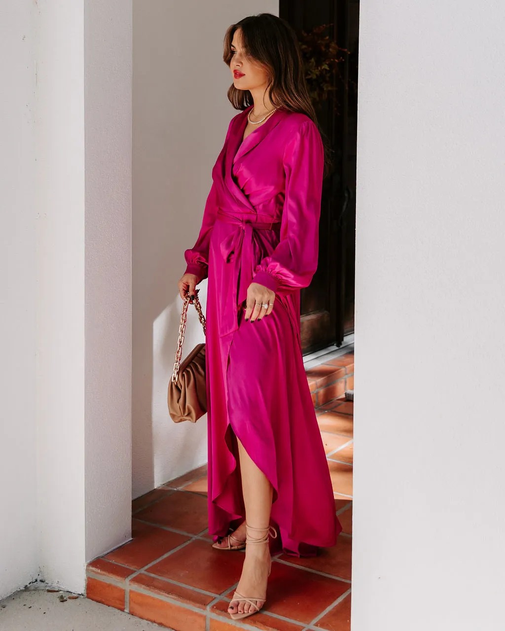 Always Memorable Satin Maxi Dress - Magenta - FINAL SALE