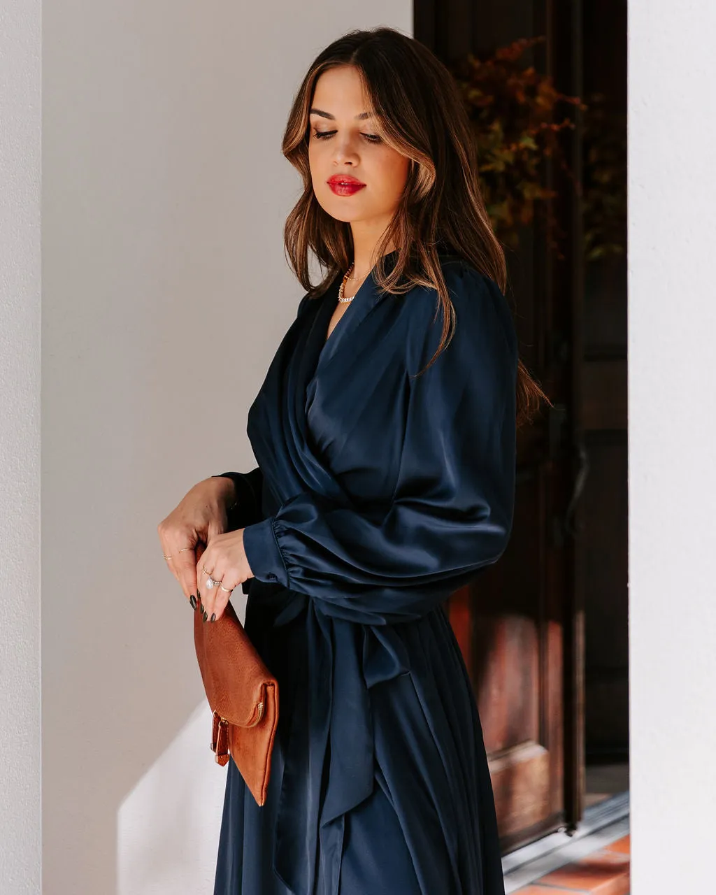 Always Memorable Satin Maxi Dress - Navy