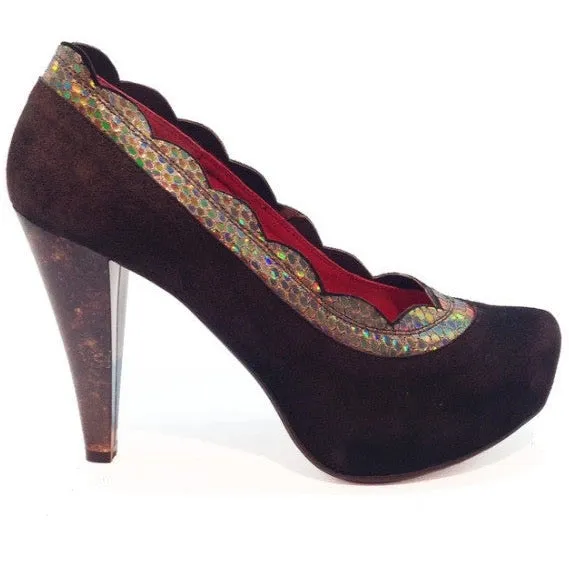 Beaucoup- Brown Suede platform heel