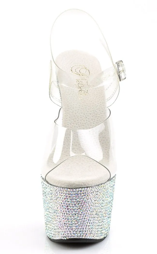 BEJEWELED-708DM Silver Rhinestone Heels