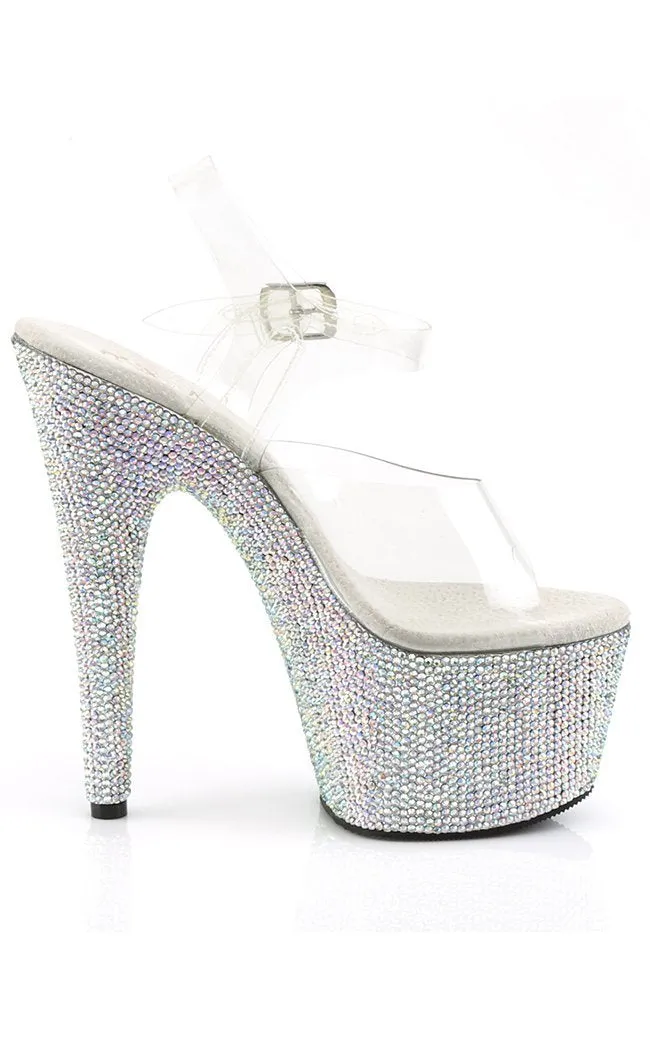 BEJEWELED-708DM Silver Rhinestone Heels