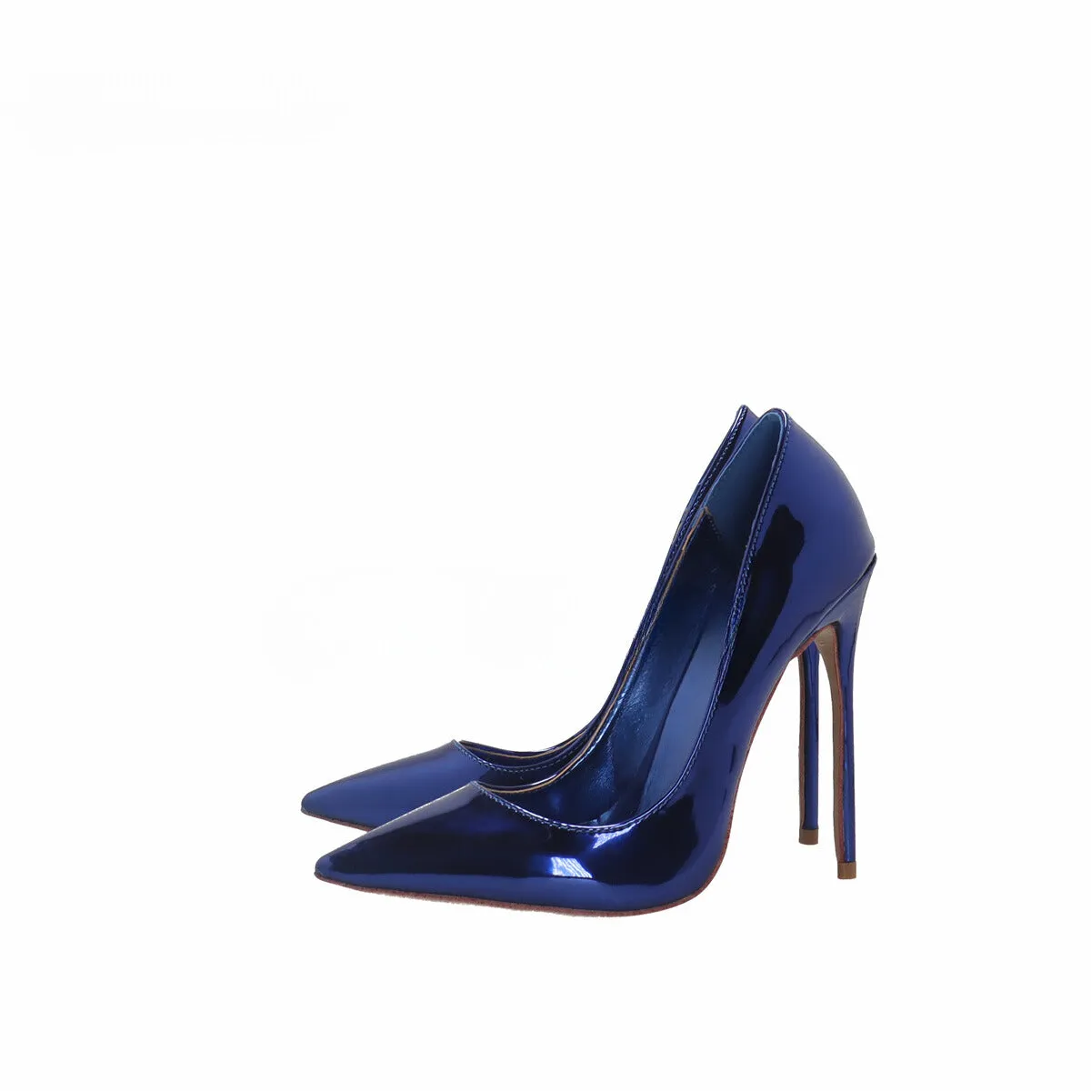 Blue Patent Leather Pointed Toe Stiletto Heels