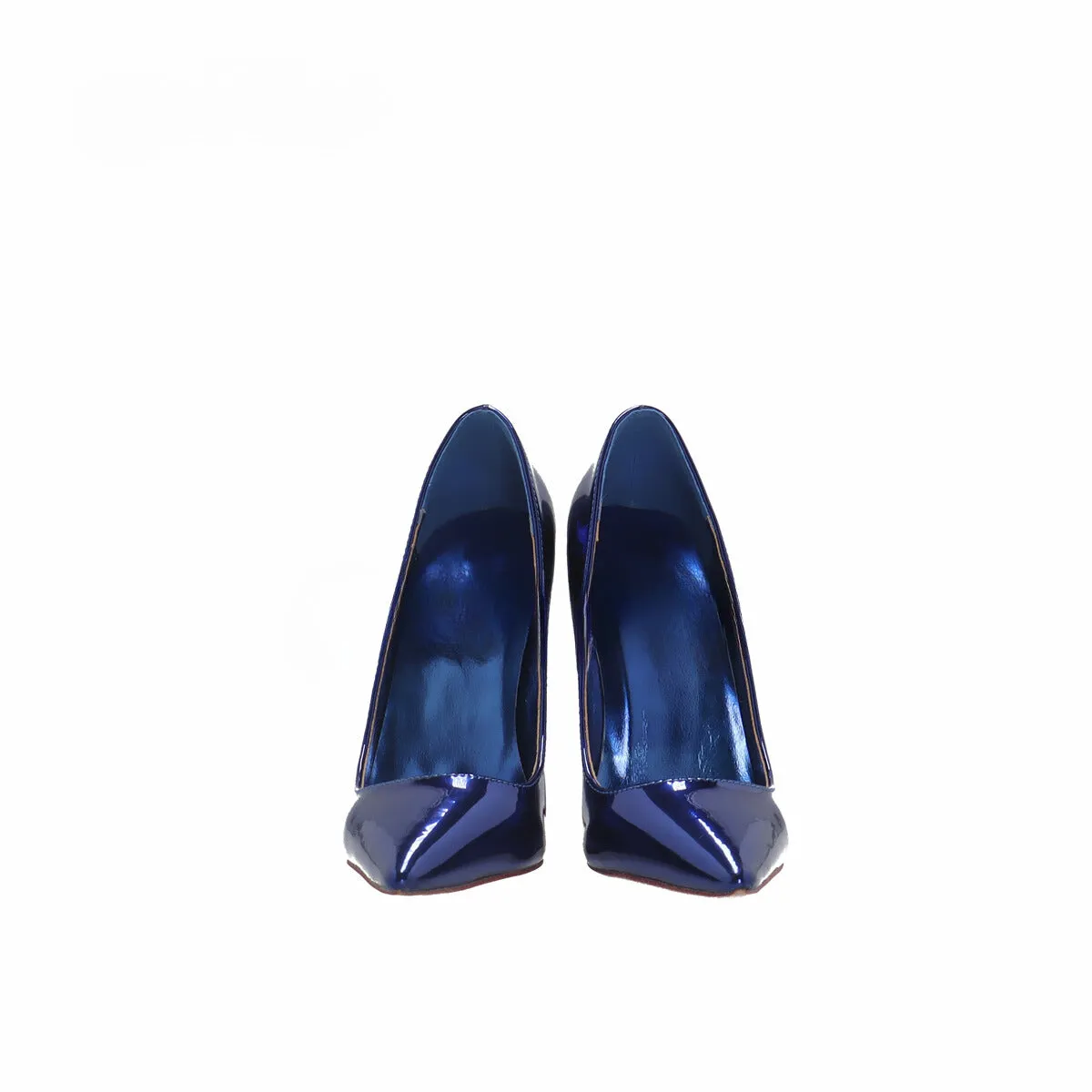 Blue Patent Leather Pointed Toe Stiletto Heels