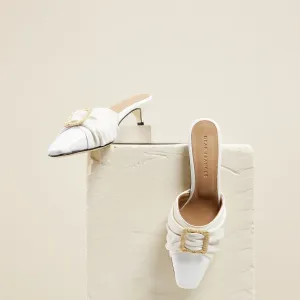 Buckle Mule, White