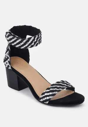 CARLA Black Stacked Heel Sandal