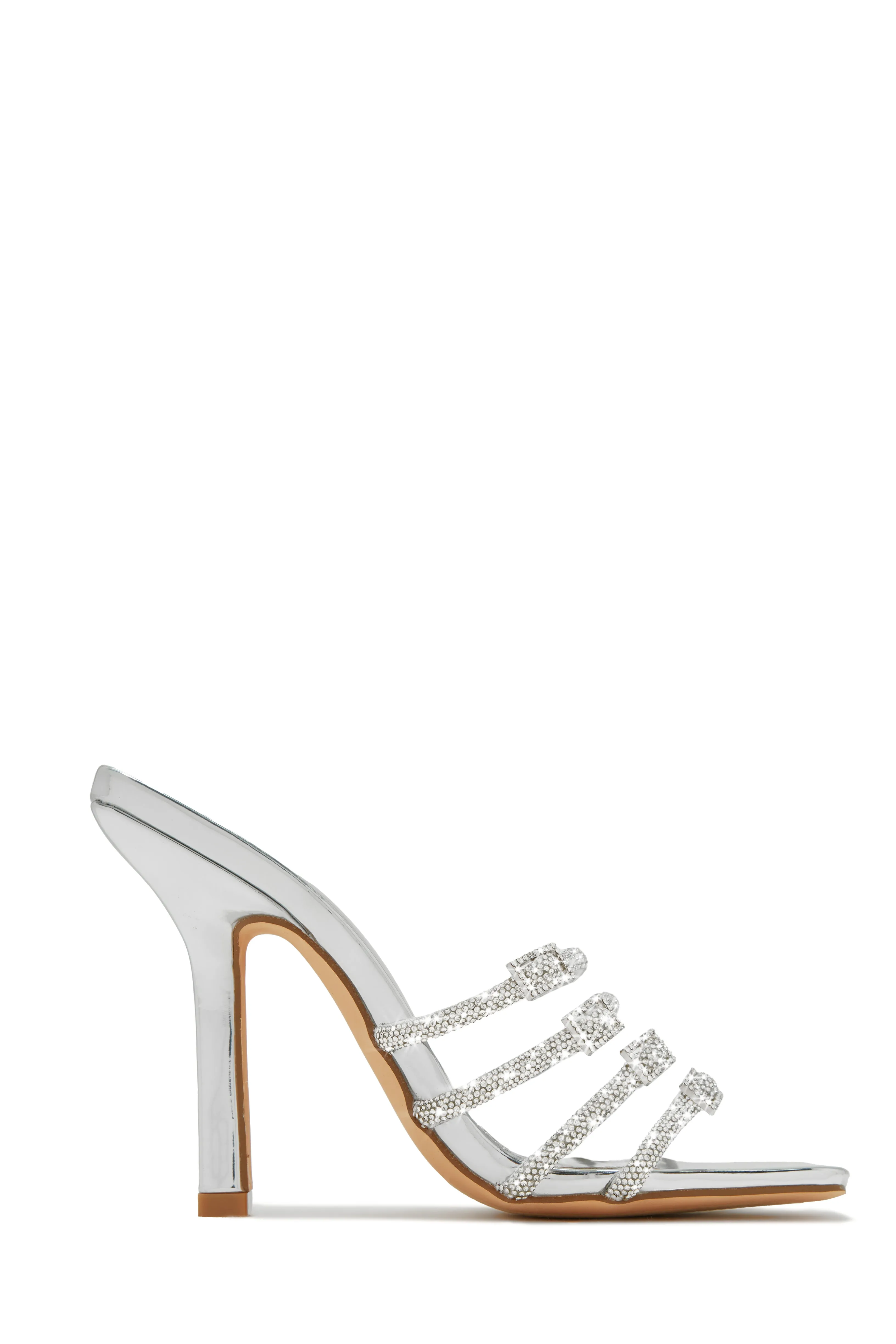 Champagne Taste Embellished High Heel Mules - Nude