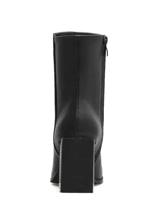 Chic Block Heel Square Toe Side Zipper Boots