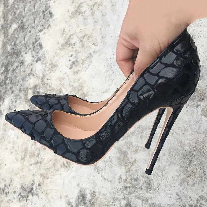 Chic CrocLuxe Pointed Toe High Heel Pumps