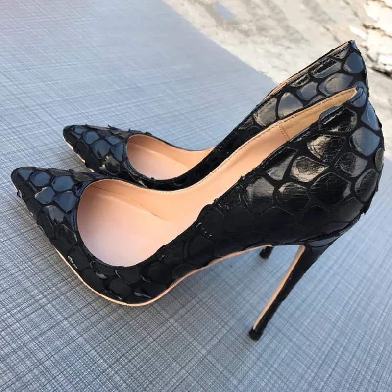 Chic CrocLuxe Pointed Toe High Heel Pumps