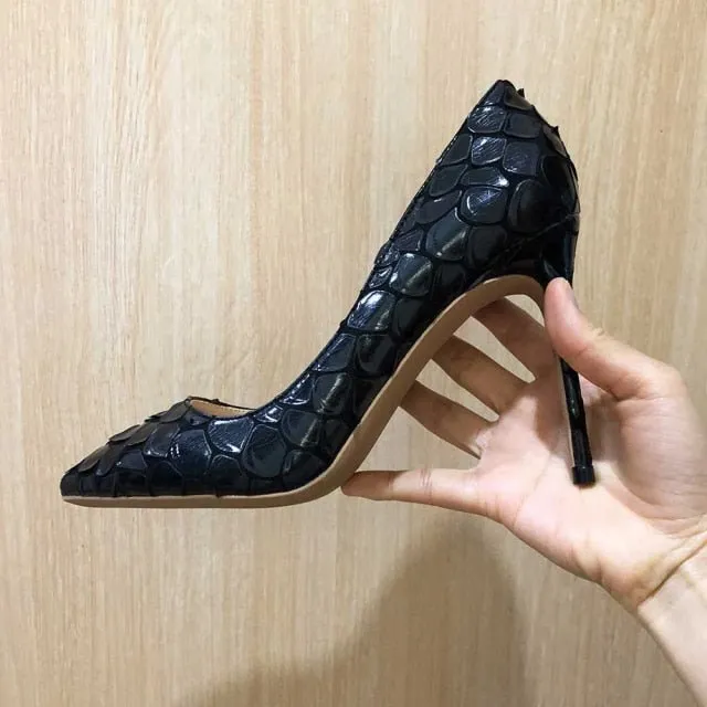 Chic CrocLuxe Pointed Toe High Heel Pumps