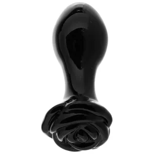 Crystal Glass Rose Plug in Black