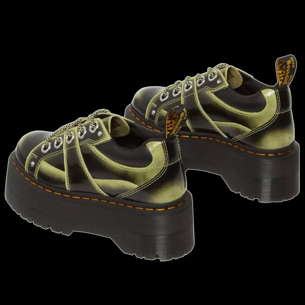 Dr Martens - 5-Eye Lime Rub Off Max Leather Platform Shoes