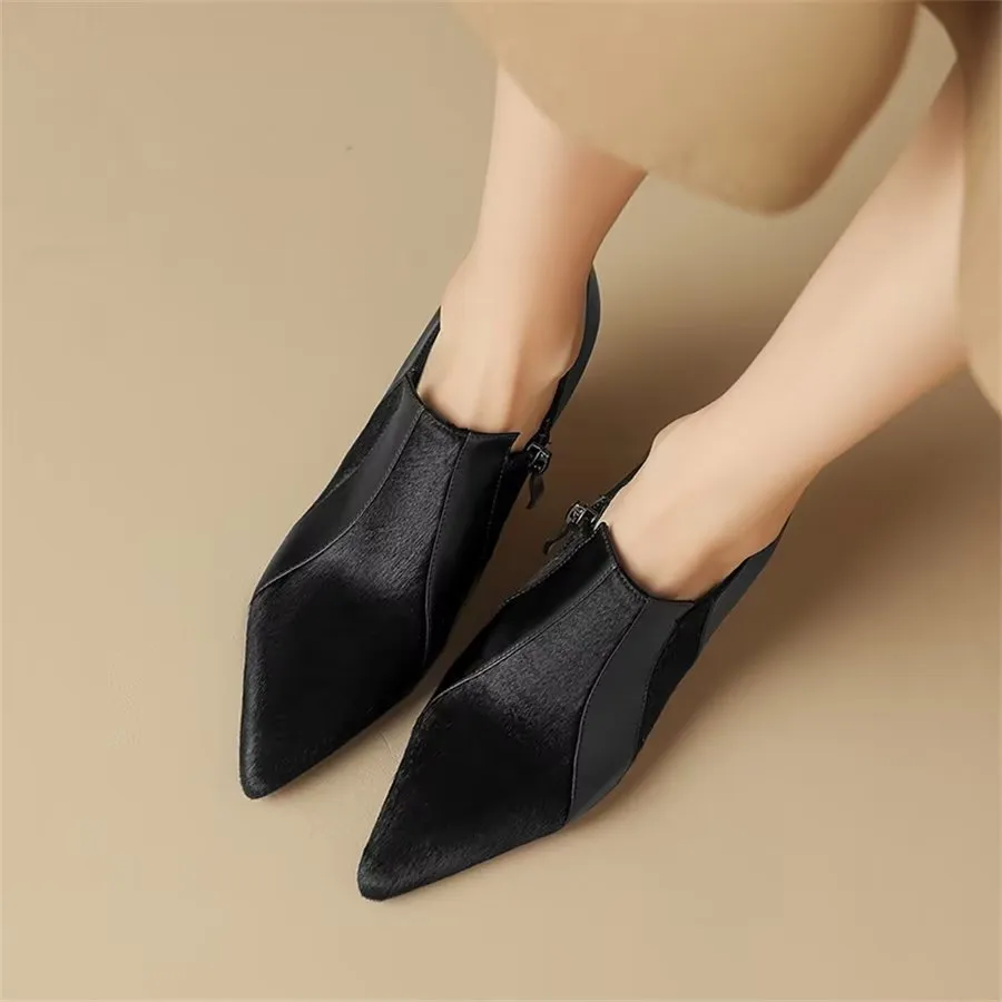 Elegant Cow Leather Pointed Toe Slingback High Heel Pumps