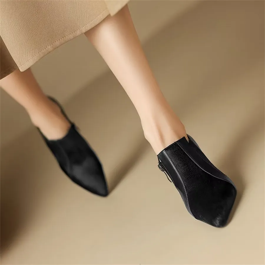 Elegant Cow Leather Pointed Toe Slingback High Heel Pumps