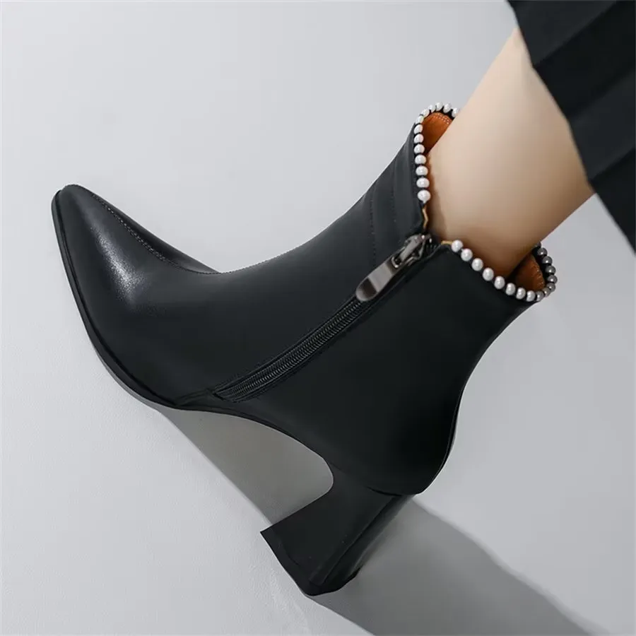 Elegant Zipper Pointed Toe Lace-Up High Heel Boots