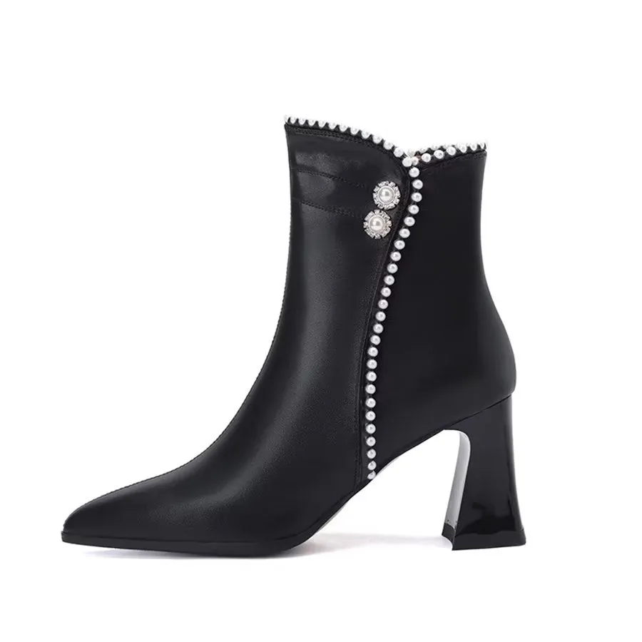 Elegant Zipper Pointed Toe Lace-Up High Heel Boots