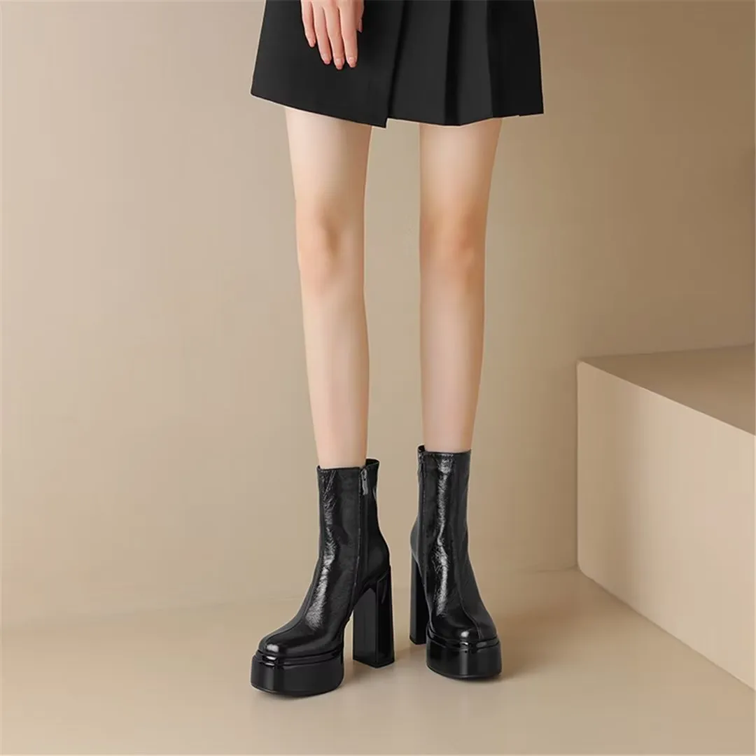 Eleganza LeatherLux High-Heel Winter Boots