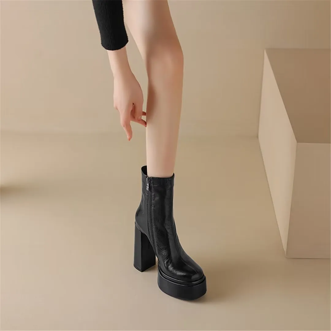 Eleganza LeatherLux High-Heel Winter Boots