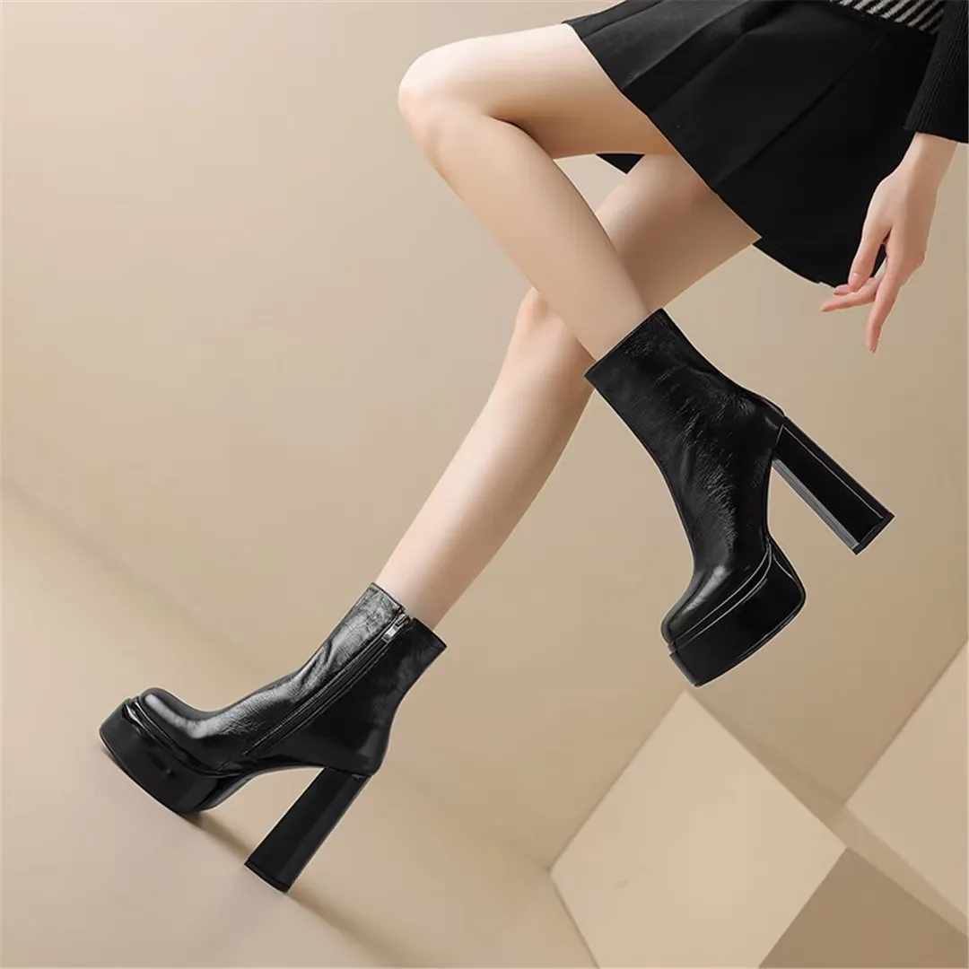 Eleganza LeatherLux High-Heel Winter Boots