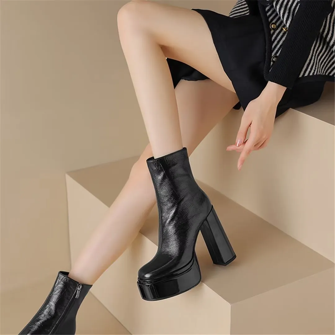 Eleganza LeatherLux High-Heel Winter Boots