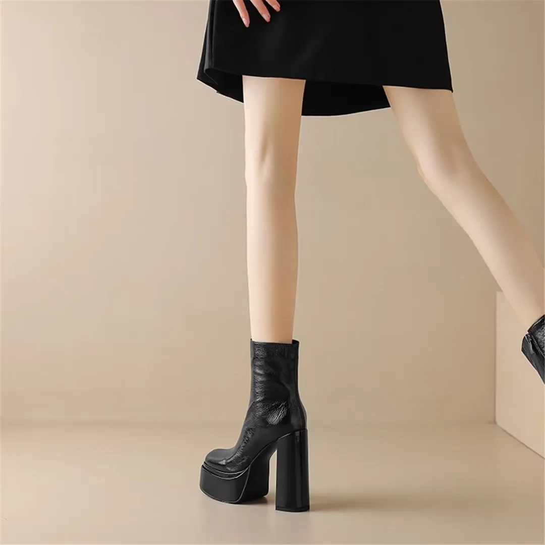 Eleganza LeatherLux High-Heel Winter Boots