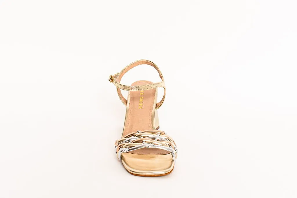 Eli Block Heel Sandal Gold Metallic