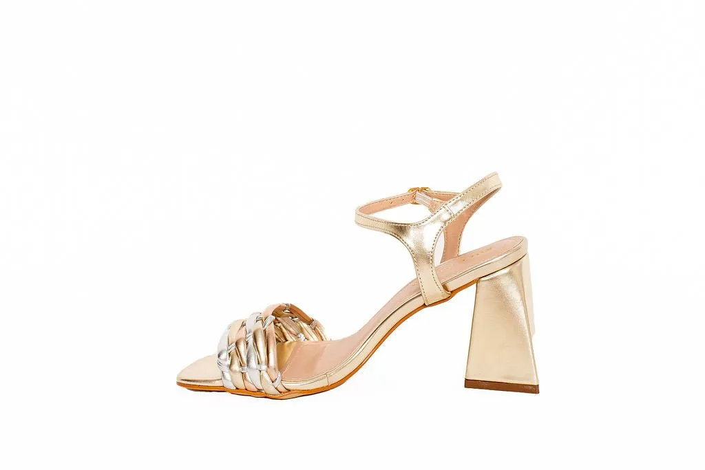 Eli Block Heel Sandal Gold Metallic