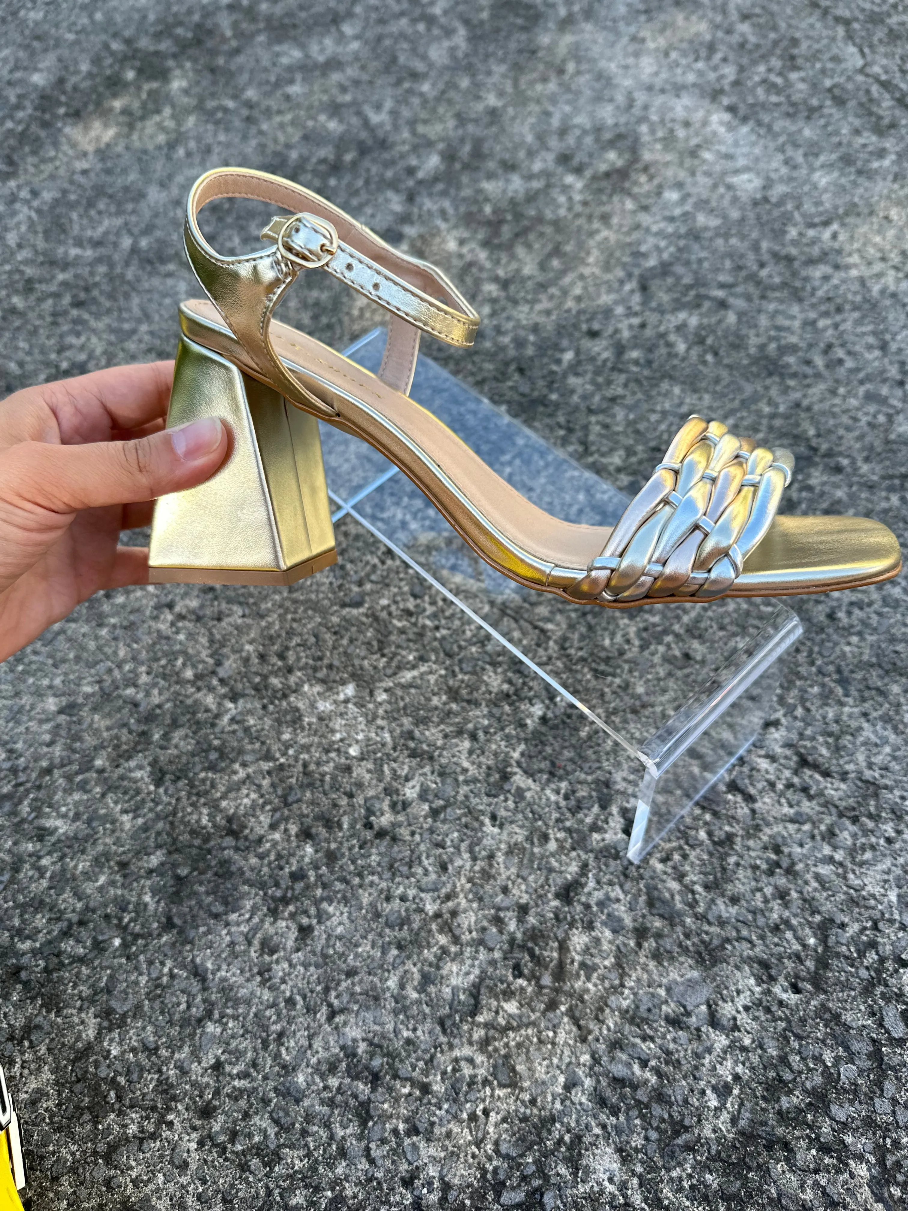 Eli Block Heel Sandal Gold Metallic