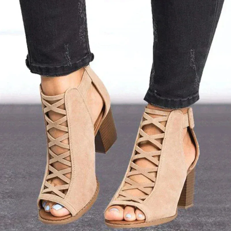 Eulalie - Strappy Sandals with Chunky Heel