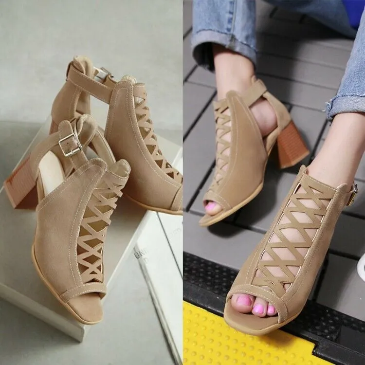 Eulalie - Strappy Sandals with Chunky Heel