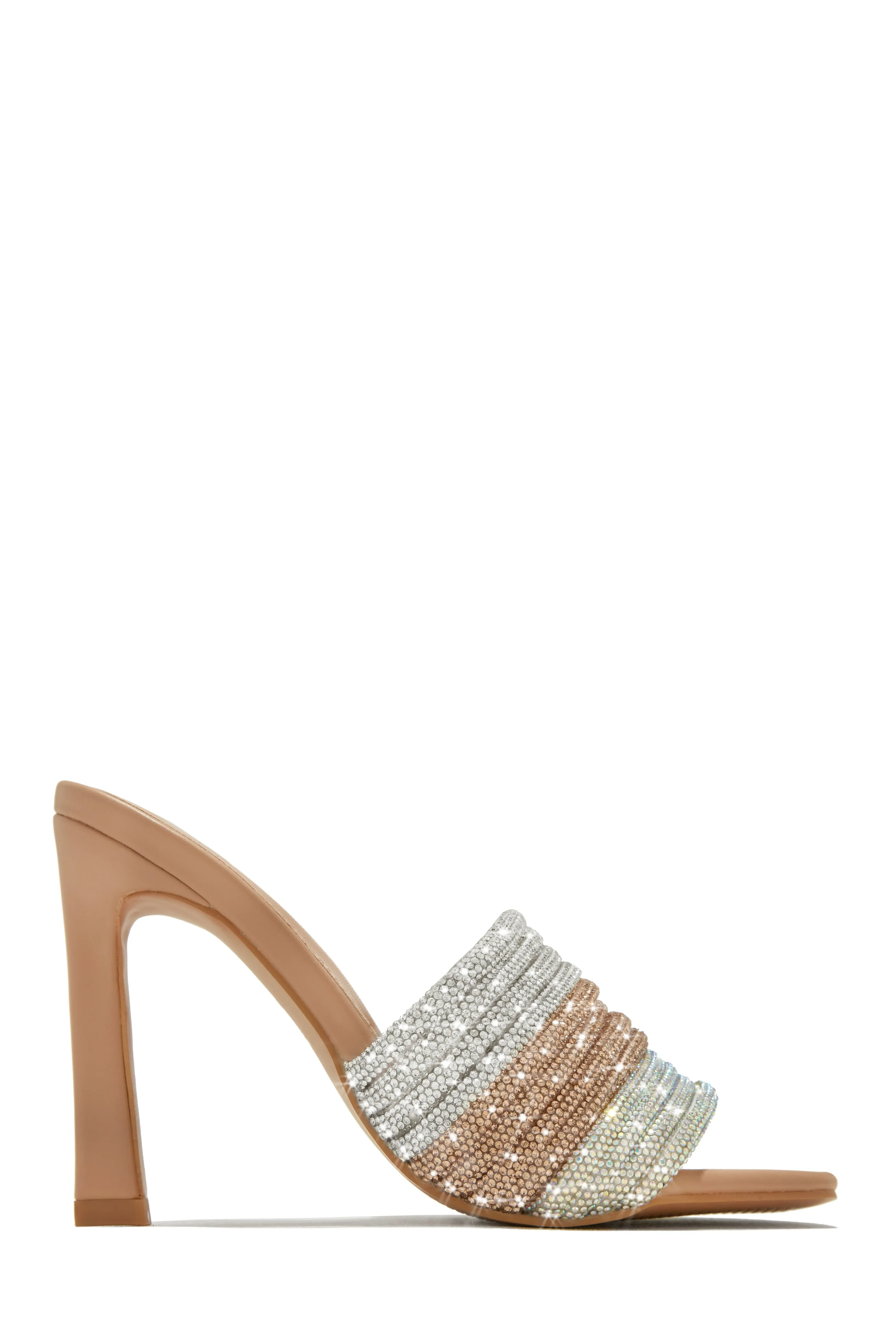 Feeling Myself Embellished High Heel Mules - Gold