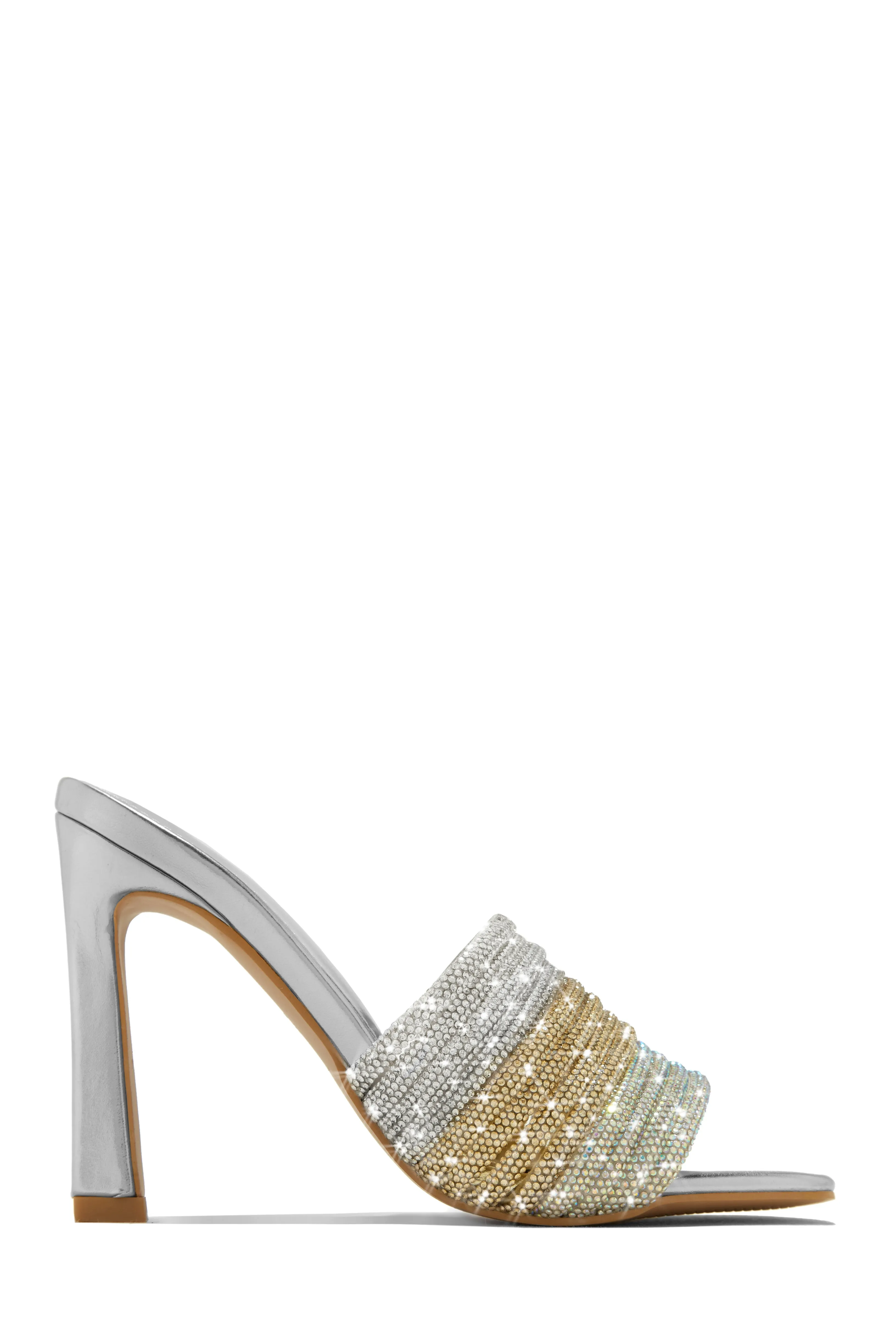 Feeling Myself Embellished High Heel Mules - Gold