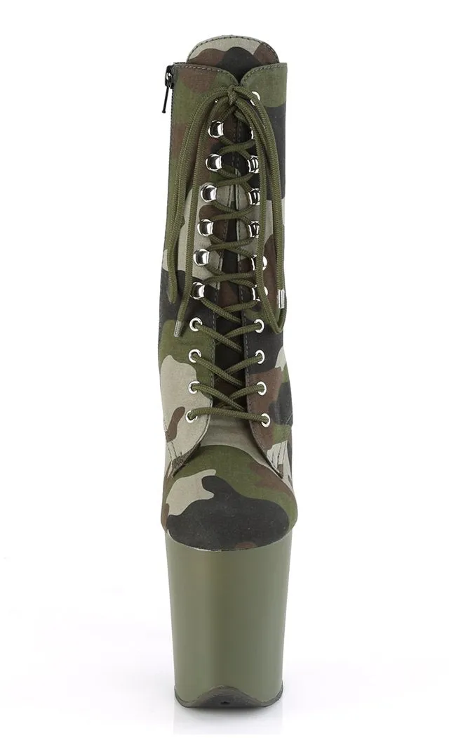 FLAMINGO-1020CAMO Green Camo Print Ankle Boots