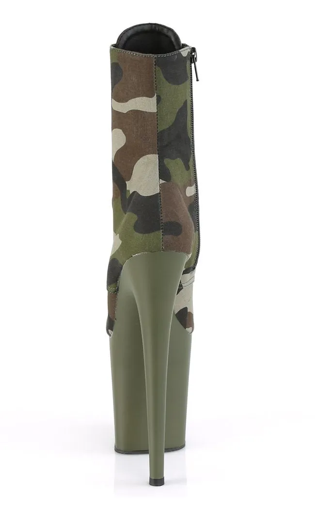 FLAMINGO-1020CAMO Green Camo Print Ankle Boots