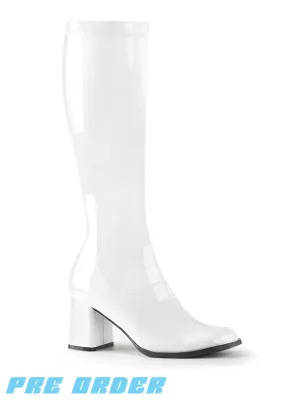 GOGO 300 BOOTS - WHITE STRETCH PATENT ✰ PRE ORDER ✰