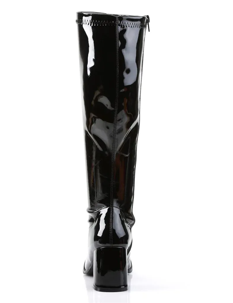 GOGO 300 BOOTS WIDE CALF - BLACK STRETCH PATENT ✰ PRE ORDER ✰