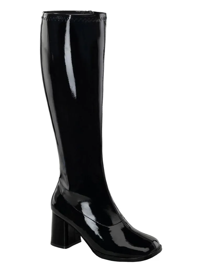 GOGO 300 BOOTS WIDE CALF - BLACK STRETCH PATENT ✰ PRE ORDER ✰