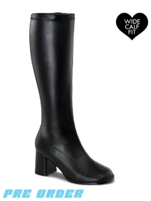 GOGO 300 BOOTS WIDE CALF - BLACK VEGAN LEATHER ✰ PRE ORDER ✰