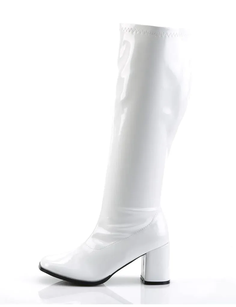 GOGO 300 BOOTS WIDE CALF - WHITE STRETCH PATENT ✰ PRE ORDER ✰