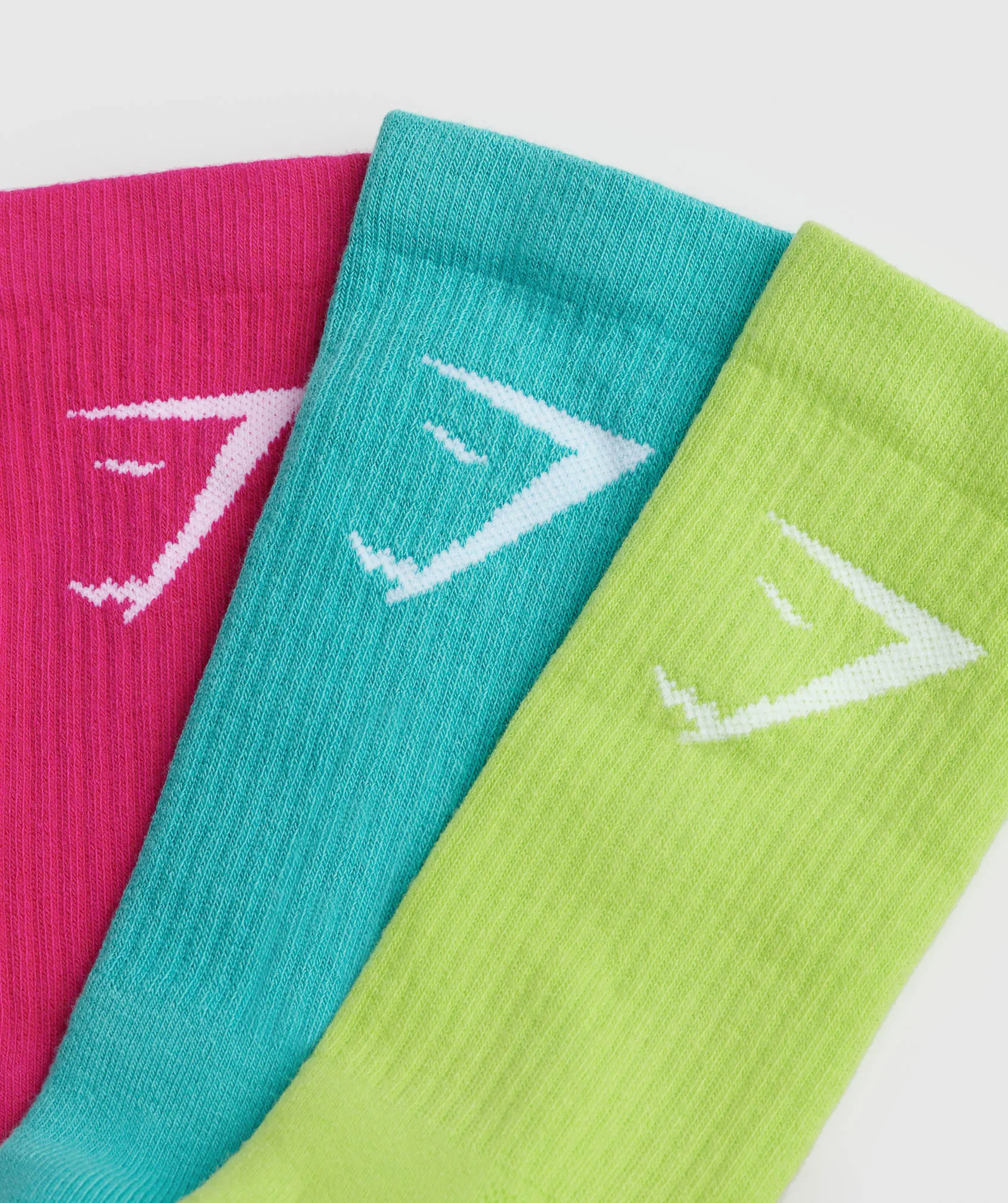 Gymshark Crew Socks 3pk - Citrus Green/Capri Blue/Bold Magenta