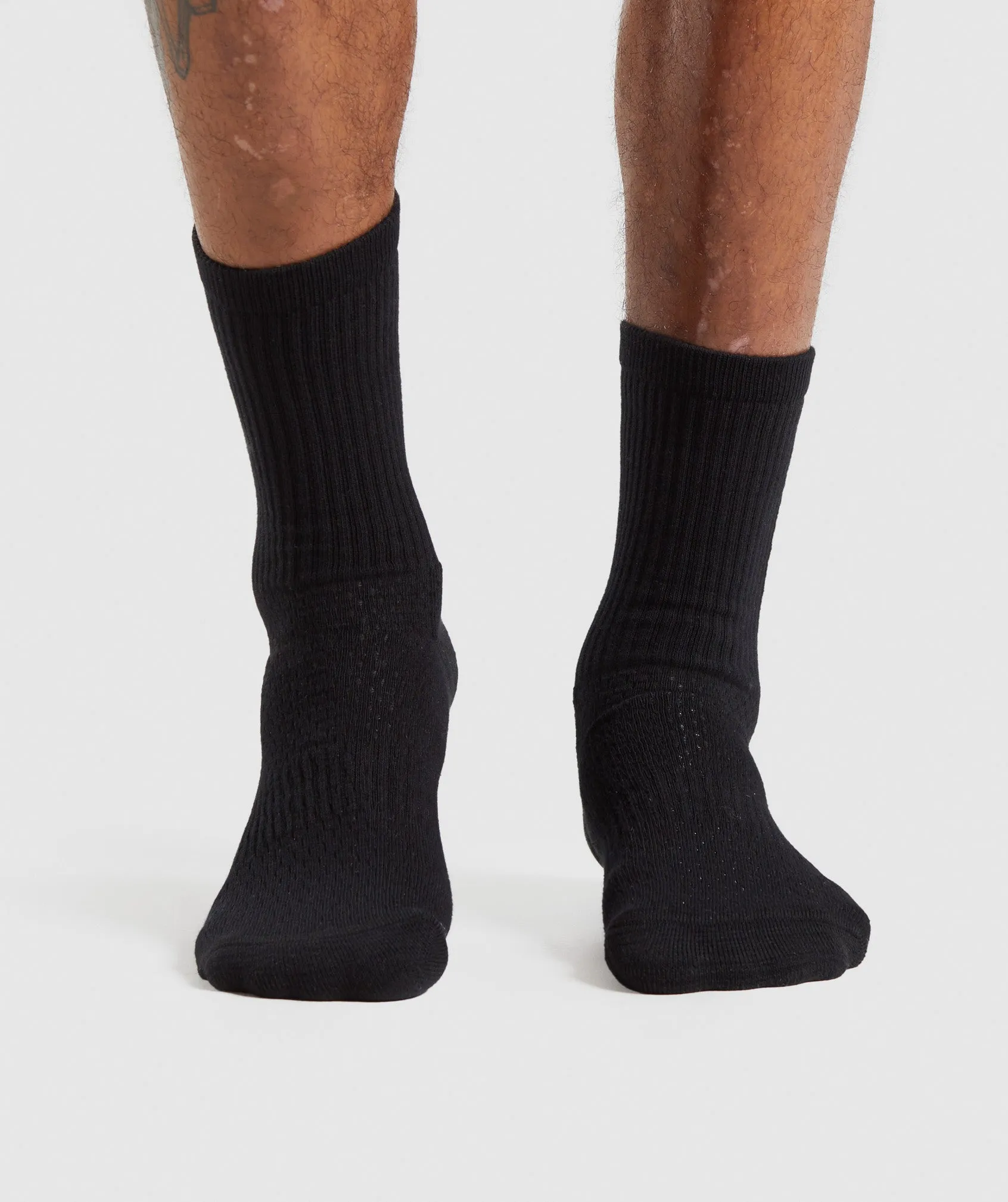 Gymshark Premium Logo Crew Socks (1pk) - Black/White