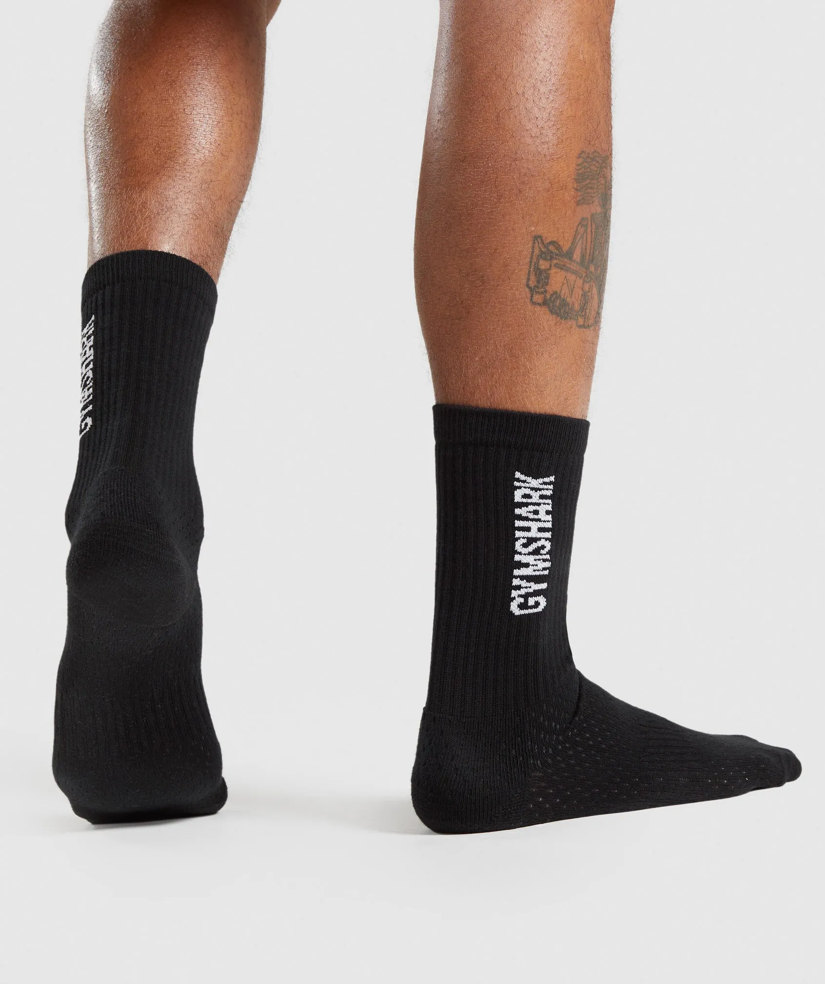 Gymshark Premium Logo Crew Socks (1pk) - Black/White