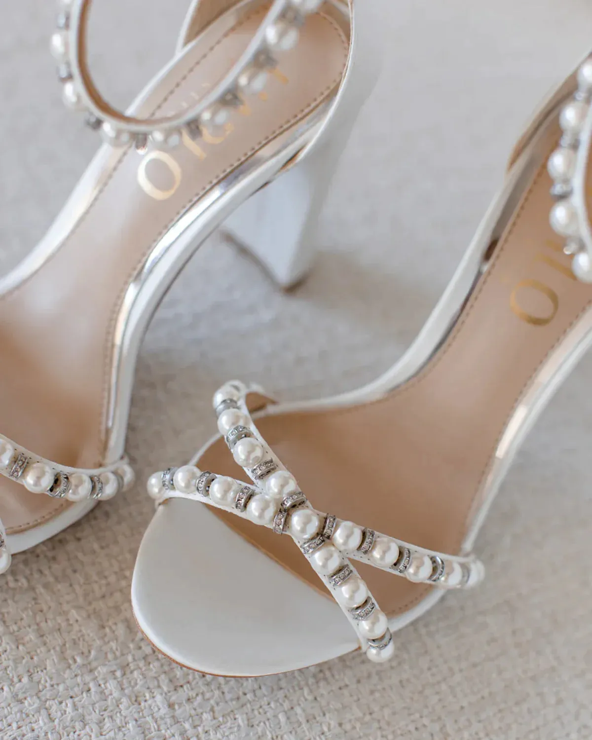 Harlo Alexandra, Bridal Block Heel White Pearl