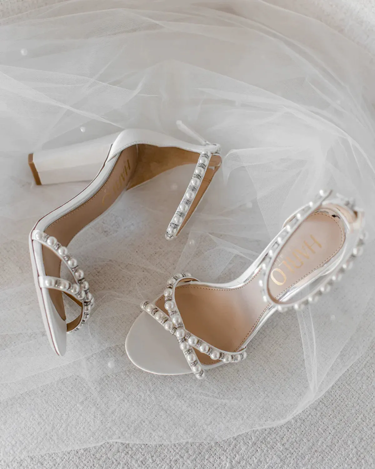 Harlo Alexandra, Bridal Block Heel White Pearl