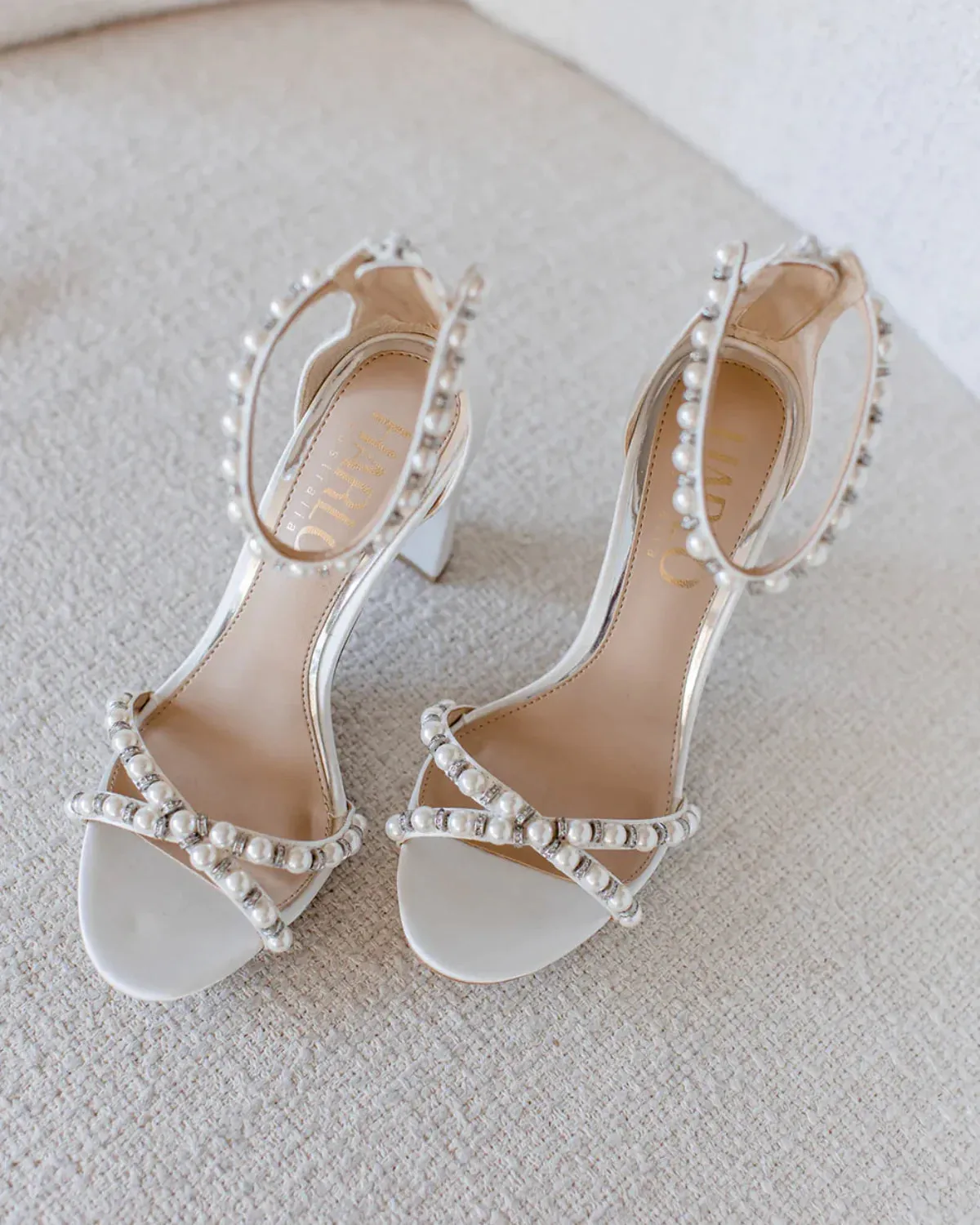 Harlo Alexandra, Bridal Block Heel White Pearl