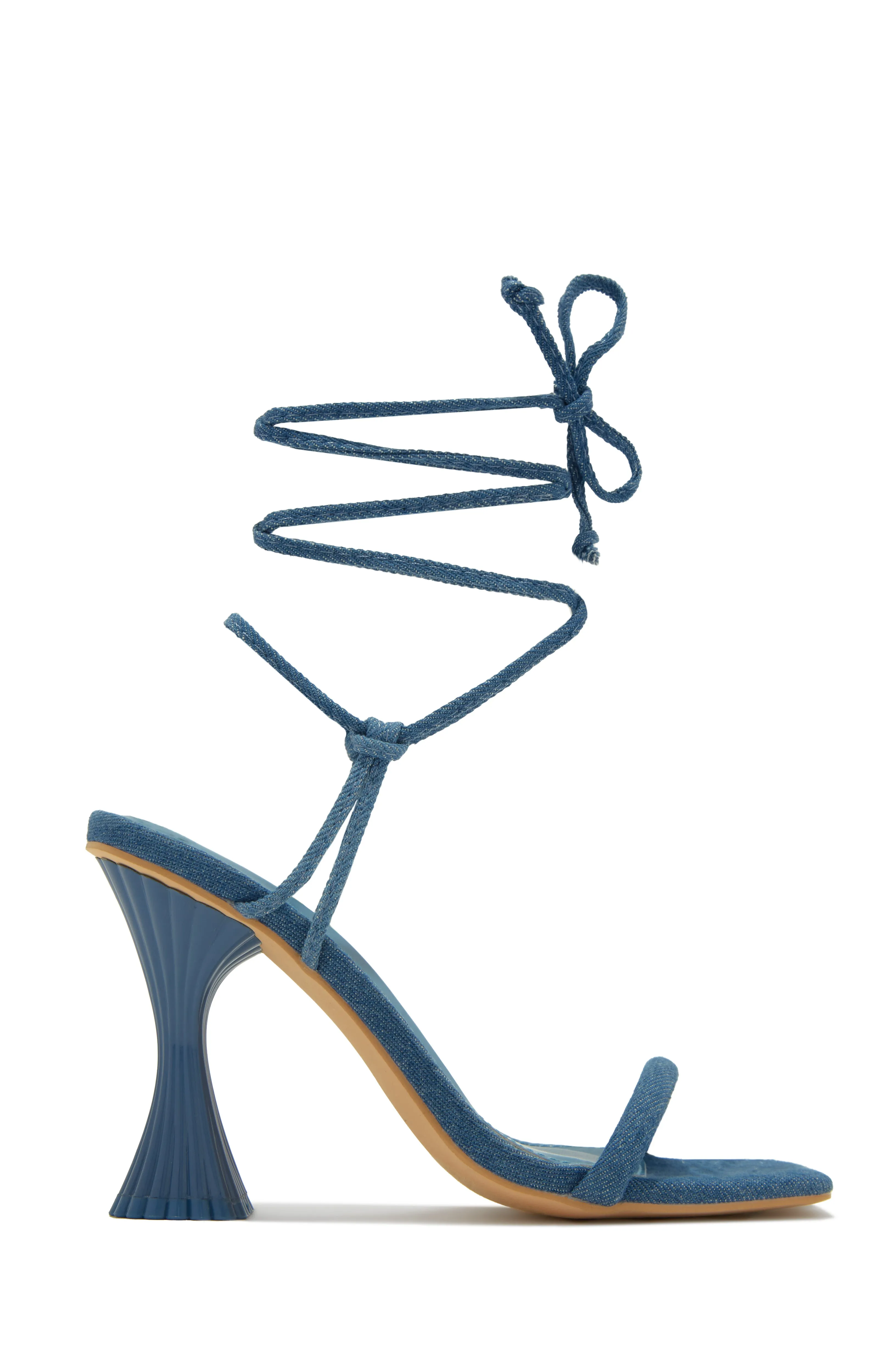 Idalia Lace Up Heels - Denim